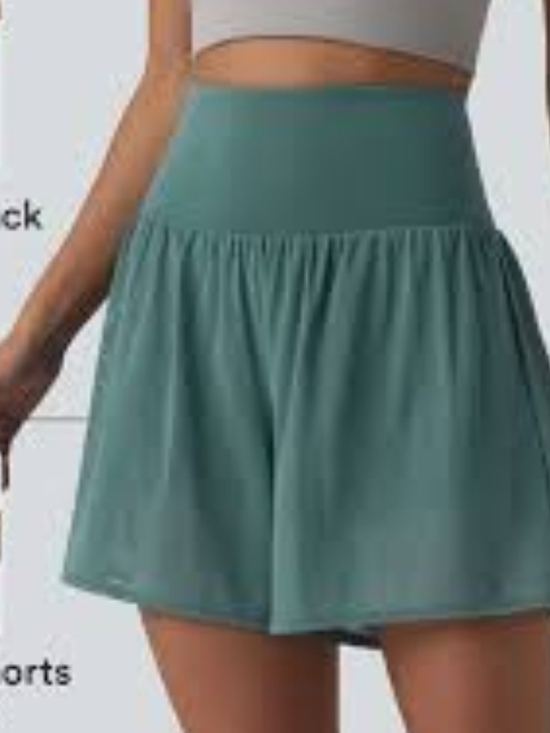 Zenana Outfitters Pants - Zenana Outfitters High-Waist Teal Floaty Shorts